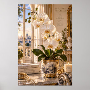 Art mural de Paris à l'orchidée blanche vintage