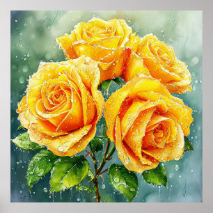 🌼 Art mural de roses jaunes pour une décoration l