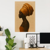 Art mural de style boho représentant une femme afr (Bureau à domicile)