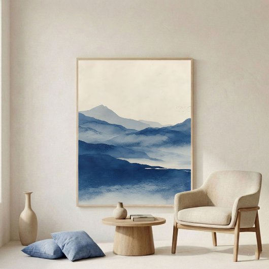 Art mural de terrain indigo abstrait
