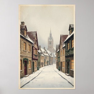 Art mural de ville européenne en hiver