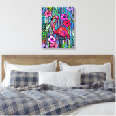 Art mural dessin tropical flamant rose (Insitu(Chambre))
