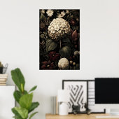 Art mural d'hortensia imprimable, Antique foncé (Bureau à domicile)