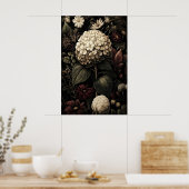 Art mural d'hortensia imprimable, Antique foncé (Cuisine)