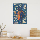 Art mural du chat Bakeneko - Flammes bleues et ora (Cuisine)
