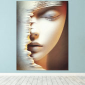 Art mural du visage féminin abstrait – Texturé mod (Insitu (Plancher de Bois))