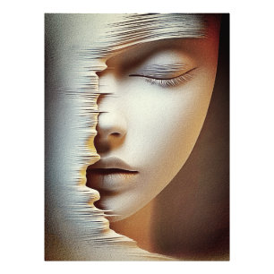 Art mural du visage féminin abstrait – Texturé mod