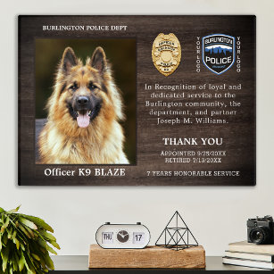 Art Mural En Acrylique Appréciation de la retraite de chien de police K9 