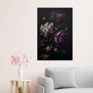 Art Mural En Acrylique Bouquet de fleurs violettes romantiques foncées