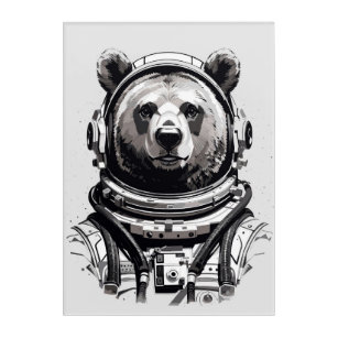 Art Mural En Acrylique Expédition galactique de l'astronaute de l'ours