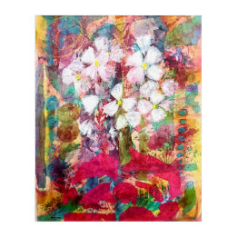 Art Mural En Acrylique Fleurs blanches en Pot rose Art Mur Acrylique