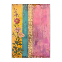 Floraison Bohème – Fleurs sauvages sur toile rayée