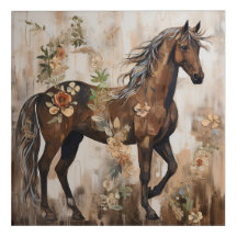 Jolie peinture florale à cheval