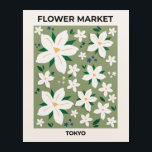 Art Mural En Acrylique Marché aux fleurs Tokyo Moderne Floral Décor<br><div class="desc">Marché Aux Fleurs Tokyo - Art Floral - Vert Sage Et Fleurs Blanches Crème.</div>