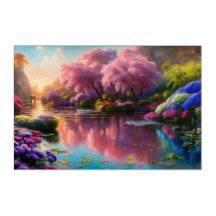 Mur acrylique Cadre flottant Vibrant Magical Pond