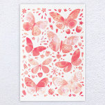 Art Mural En Acrylique Papillon Aquarelle Peinture rose<br><div class="desc">Peinture à papillon bleu et corail rose et blanc aquarelle. Art original de Nic Squirrell.</div>