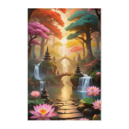 Art Mural En Acrylique Temple bouddhiste serein au milieu d'une nature vi