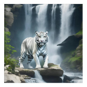 Art Mural En Acrylique Tigre blanc du Bengale dans la nature