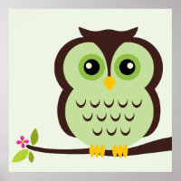 Art mural enfantin hibou cartoon