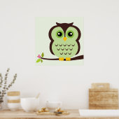 Art mural enfantin hibou cartoon (Cuisine)