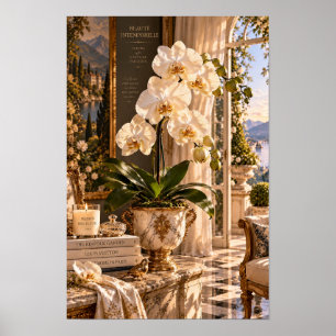 Art mural européen Orchidée blanche vintage