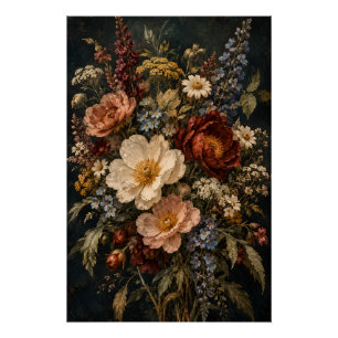 Art mural floral botanique de fleurs sauvages vint