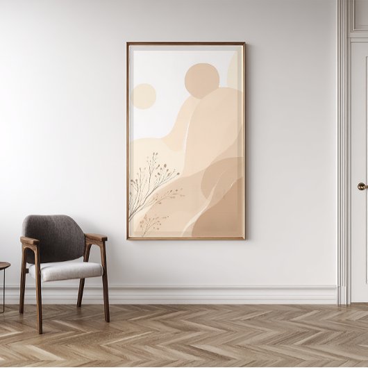 Art mural floral Japandi Zen | Impression vert sau