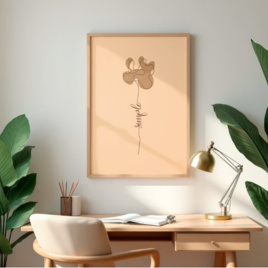 Art mural floral minimaliste simple