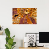 Art mural fossile d'ammonite | Abstrait tons de te (Bureau à domicile)