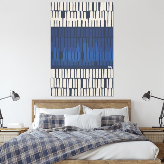 Art mural géométrique abstrait bleu moderne (Insitu(Chambre))
