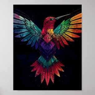 Art mural géométrique et coloré de colibri – Vibra