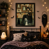 Art mural Halloween chat noir fée gothique