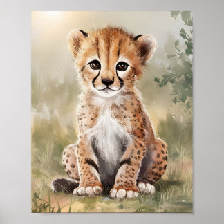 Art mural imprimable aquarelle guépard