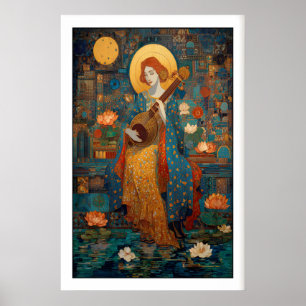 Art mural indien Impression de Saraswati Veena, Lo