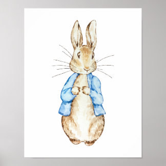 Art mural lapin bleu | Lapin aquarelle