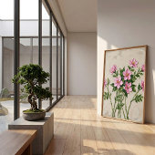 Art mural minimaliste jasmin rose vibrant