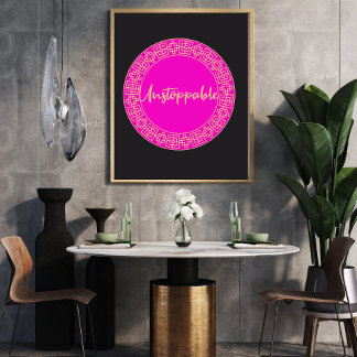 Art mural motivant pour les femmes rose et noir