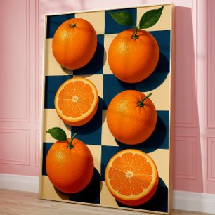 Art mural orange, Art fruit orange rétro