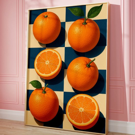 Art mural orange, Art fruit orange rétro
