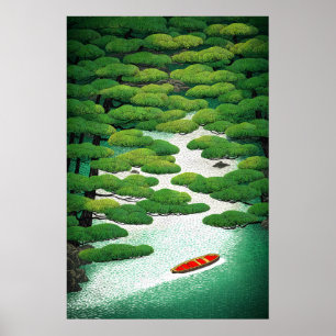 Art mural vibrant de rivière japonaise Ukiyo-e Pin