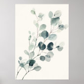 Art mural vintage aquarelle branche d'eucalyptus (Devant)
