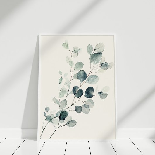 Art mural vintage aquarelle branche d'eucalyptus