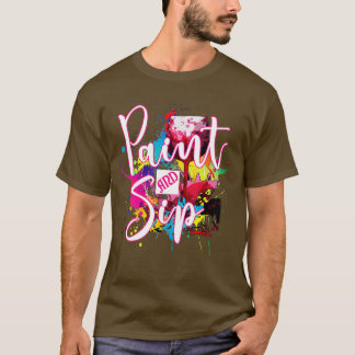 Art Night Wine Canvas Novelty van verf en Sip Part T-shirt