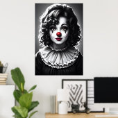 art noir et blanc Clown féminin | AI Art Poster (Bureau à domicile)