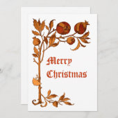 Art Nouveau 1886 Pomegranate Kerstmis Feestdagenkaart (Voorkant / Achterkant)