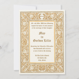 Art Nouveau 1895 Foliage & Floral Border Wedding Kaart