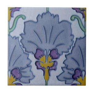 Art Nouveau 1900 Paarse Floral Repro Belgium Tegeltje