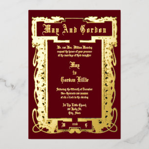 Art Nouveau 1902 Bloemengrens Bruiloft Folie Uitnodiging