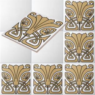 Art Nouveau 1907 Floral Ornament Frieze Tegeltje