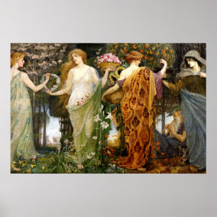 Art Nouveau '4 Seizoenen' van Walter Crane Poster
